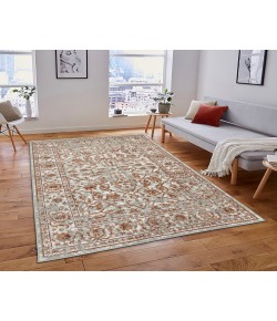 Amer Alpine Fany Orange/Gray Bordered Rug 6'7" x 9'