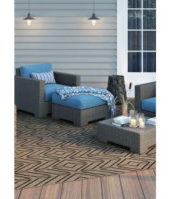 Couristan Recife Driftwood/Black 1318/2550 8 ft. 6 in. X 8 ft. 6 in. Round Rug