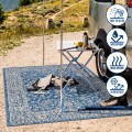 Palazzo Vine and Border Textured Weave Navy/Gray 2 ft. x 8 ft. Indoor/Outdoor Runner Rug