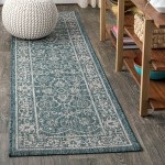 Jonathany Santa Monica SMB103B Teal/Gray Area Rug 2 ft. 2 in. X 8 ft. Runner