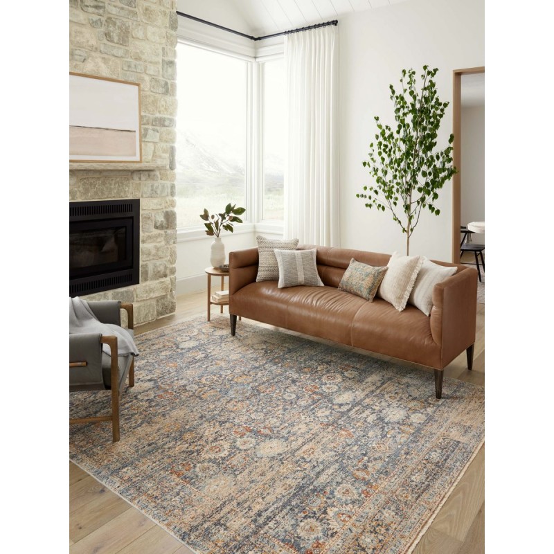 Angela Rose x Loloi Blake Navy / Multi BLA-07 5 ft. 3 in. X 5 ft. 3 in. Round Rug