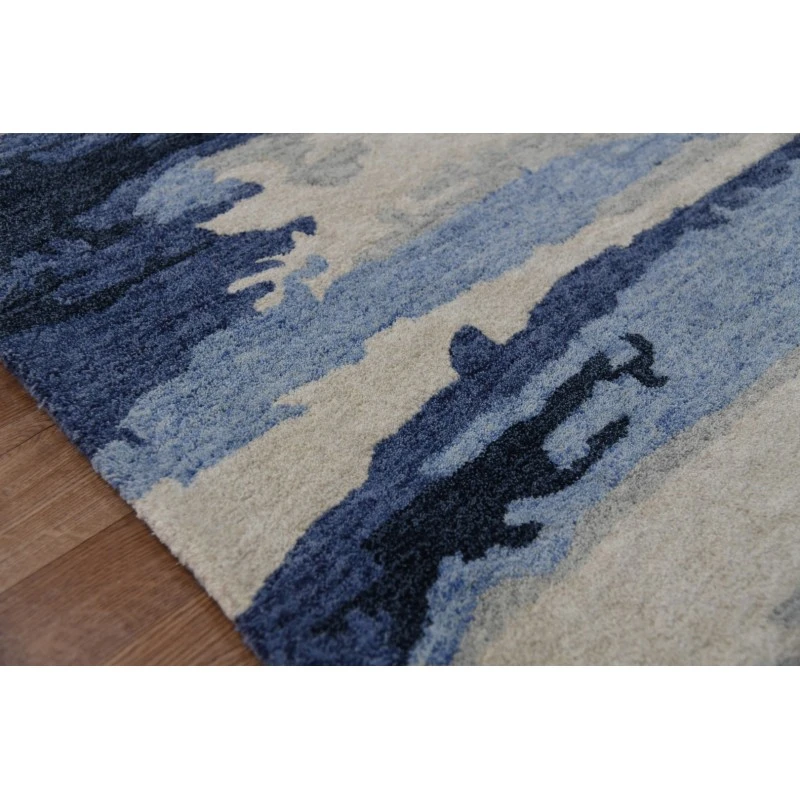 Amer Abstract Gunter Navy Hand-tufted Wool Blend Area Rug 4'x6'