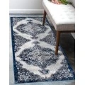 Amer Alexandria Wiltshire Navy Medallion Runner Rug 2'x6'