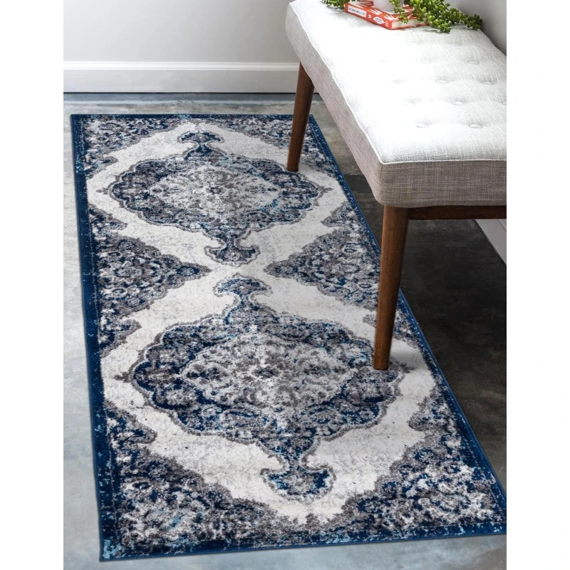 Amer Alexandria Wiltshire Navy Medallion Runner Rug 2'x6'