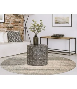 Amer Alpine Grace Ivory Striped Round Rug 7'10" x 7'10"
