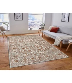 Amer Alpine Fany Orange/Gray Bordered Rug 6'7" x 9'