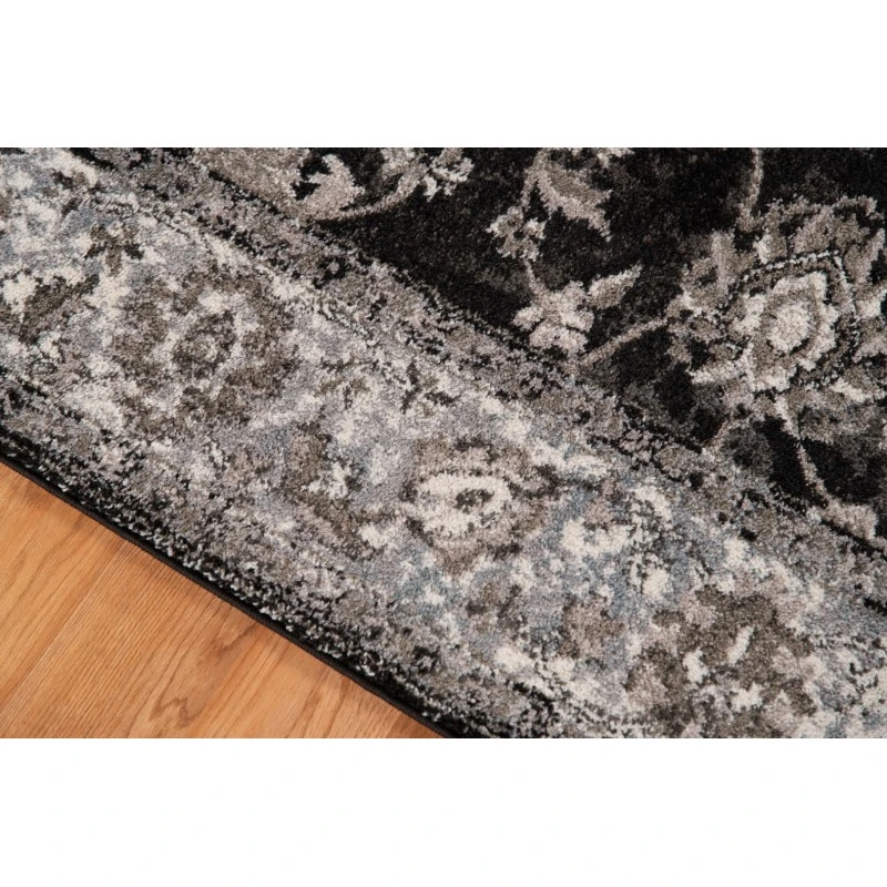 Amer Alexandria Cheally Black Bordered Area Rug 7'9"x9'9"