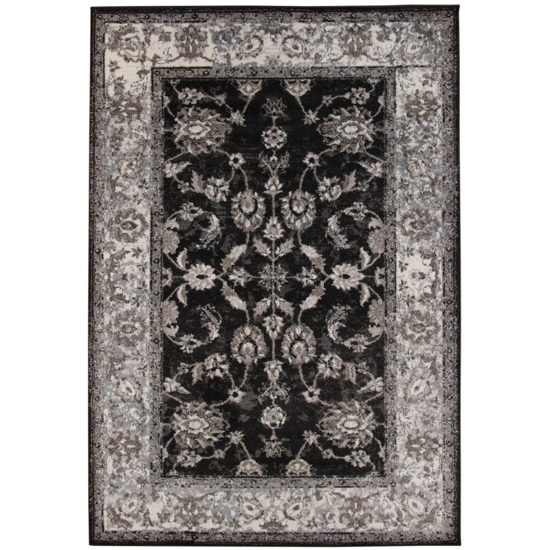 Amer Alexandria Cheally Black Bordered Area Rug 7'9"x9'9"