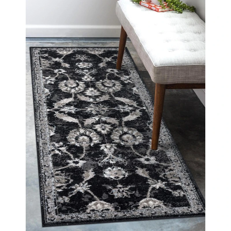 Amer Alexandria Cheally Black Bordered Runner Rug 2'x6'