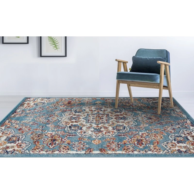 Amer Alexandria Prescott Blue Medallion Area Rug 5'1"x7'6"