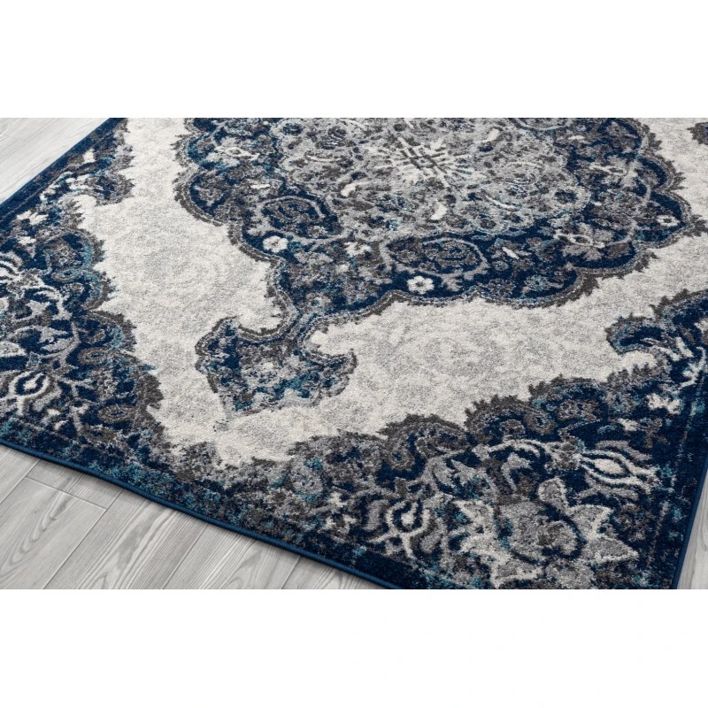 Amer Alexandria Wiltshire Navy Medallion Runner Rug 2'x6'