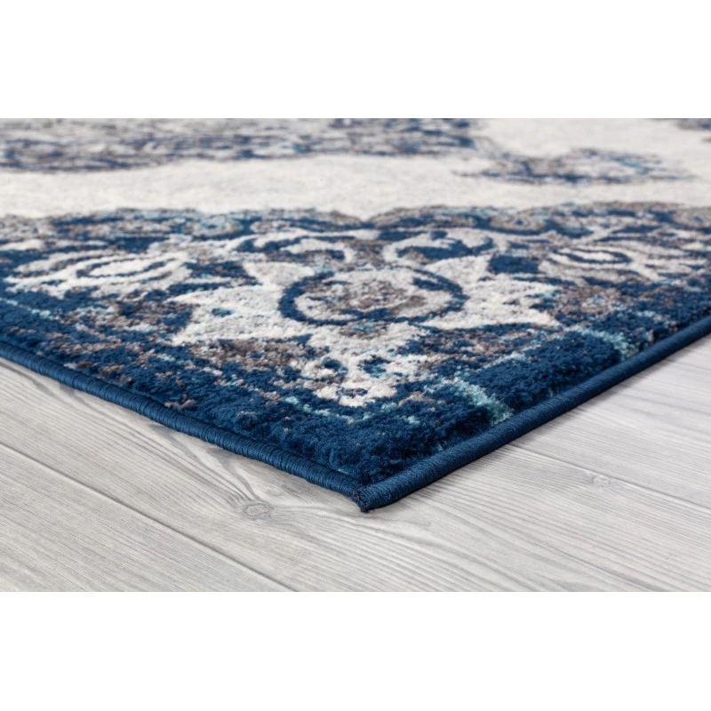 Amer Alexandria Wiltshire Navy Medallion Runner Rug 2'x6'