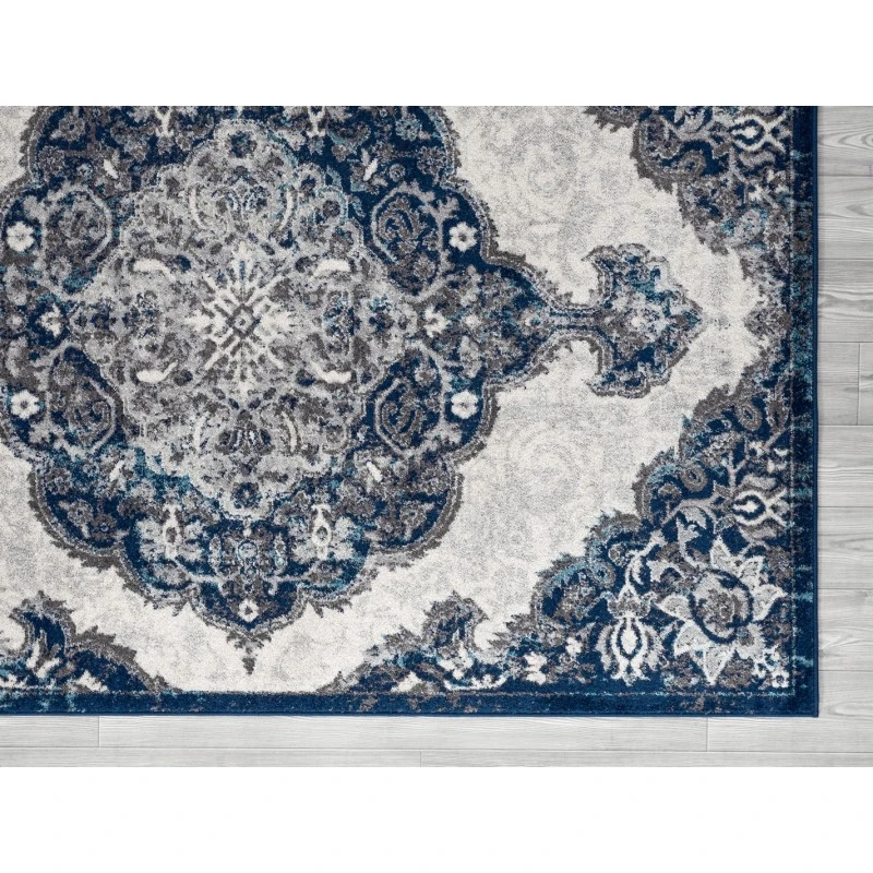 Amer Alexandria Wiltshire Navy Medallion Runner Rug 2'x6'