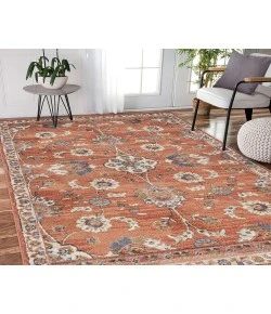 Amer Jordan Bea Orange Traditional Floral Rug 6'7" x 9'