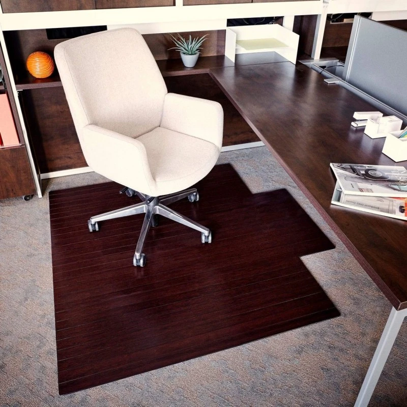 Anji Mountain 36" x 48" Natural Standard Bamboo Chair Mat with lip