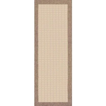 Couristan Recife Checkered Field 8' Runner Natural/Cocoa Area Rug