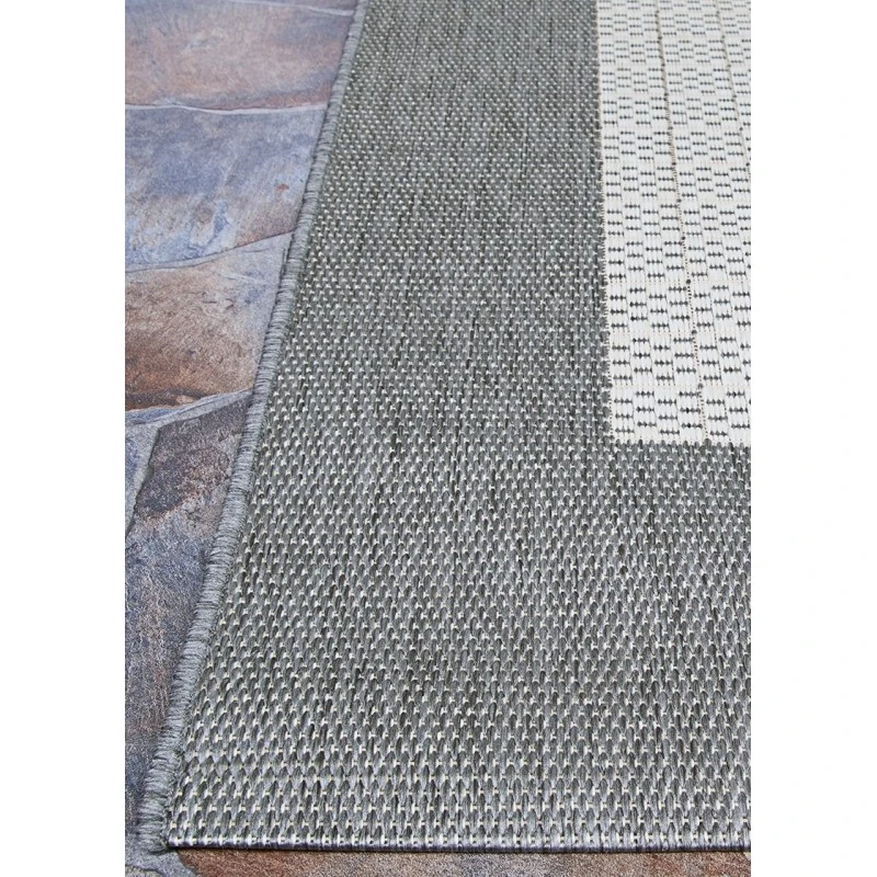 Couristan Recife Checkered Field 9' Round Grey/White Area Rug