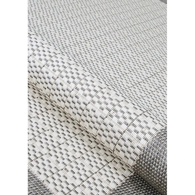 Couristan Recife Checkered Field 9' Round Grey/White Area Rug