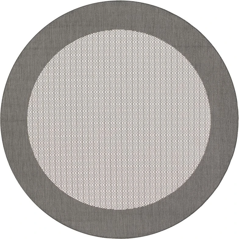 Couristan Recife Checkered Field 9' Round Grey/White Area Rug