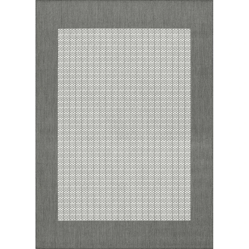 Couristan Recife Checkered Field 9' Round Grey/White Area Rug