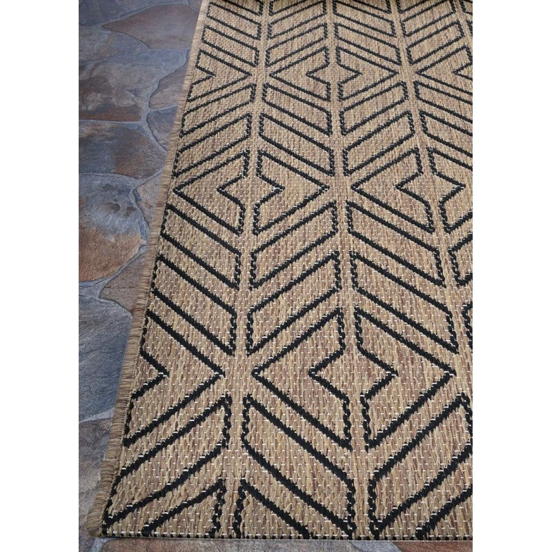 Couristan Recife Driftwood/Black 1318/2550 8 ft. 6 in. X 8 ft. 6 in. Square Rug