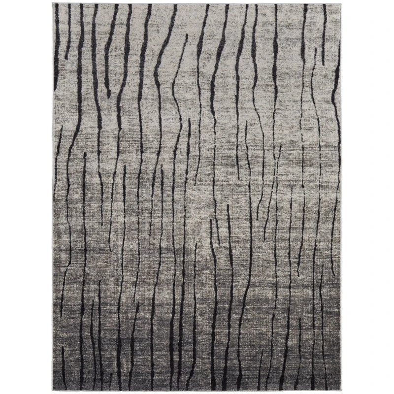 Feizy Kano Industrial Abstract, Gray/Black/Taupe, 8'-9" x 8'-9" Round Rug