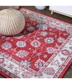 Jonathany Modern Persian MDP101F Red/Ivory Area Rug 5 ft. X 5 ft. Square