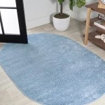Jonathany Supersoft SEU100F Classic Blue Area Rug 3 ft. X 5 ft. Oval