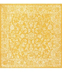 Jonathany Santa Monica SMB100E Yellow/Cream Area Rug 5 ft. 3 in. X 5 ft. 3 in. Square
