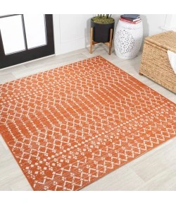 Jonathany Santa Monica SMB108P Orange/Cream Area Rug 5 ft. 3 in. X 5 ft. 3 in. Square