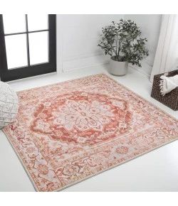 Jonathan Y WASHABLE Orange WSH108A 5ft.3in. Square Rug