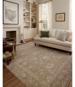 Chris Loves Julia x Loloi Louisa Taupe / Gold LOI-04 9ft.-6in. X 9ft.-6in. Round Rug
